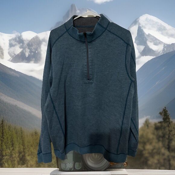 Tommy Bahama Men's Flipsider Reversible Half-Zip Sweatshirt Blue/Grey Pullover M - Picture 1 of 6
